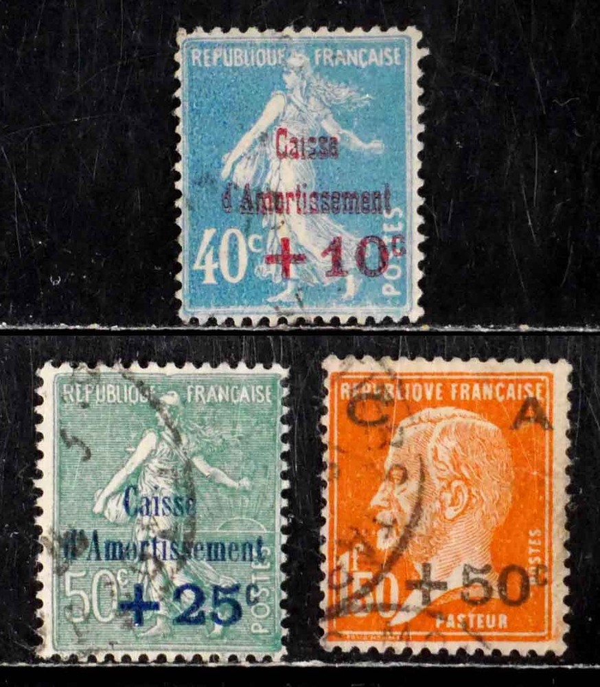 France: 1927 Classic Era Stamps Semi Post Set Scott #B24-26 Cv $29 Sound