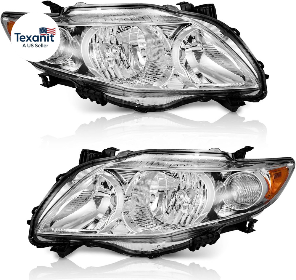 Headlights for 2009-2010 Toyota Corolla, Headlamp Replacement Compatible with 09