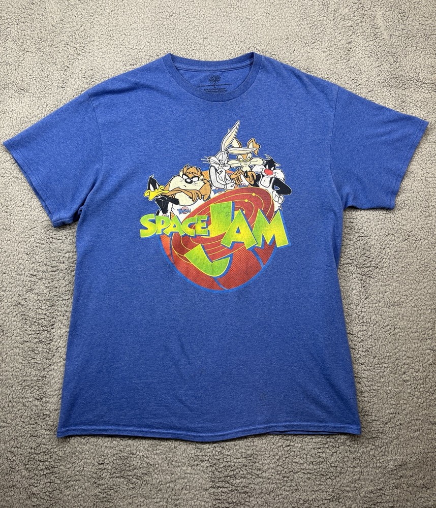 Space Jam T-Shirt Men’ Large Looney Toons Graphic Tee Stretch
