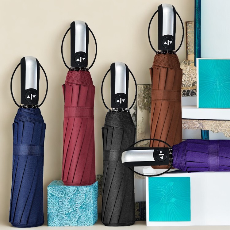 Large Automatic Umbrella Anti-UV/Sun 3 Folding Rain Windproof Open/Close Outdoor