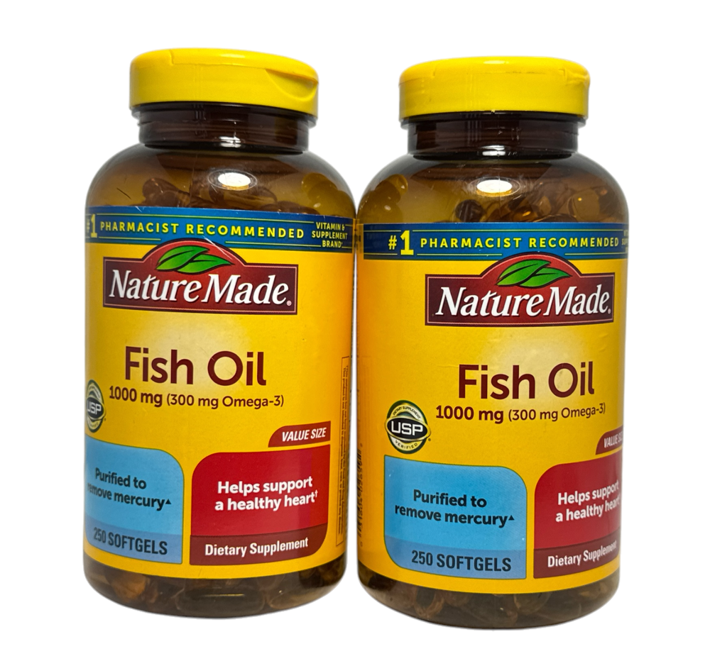 Nature Made Fish Oil 1000mg with 300mg Omega-3 Softgels 250 Count
