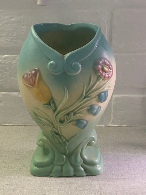 Vintage Hull Art Pottery Bow Knot Vase B-3 6 1/2 Pastel Floral USA