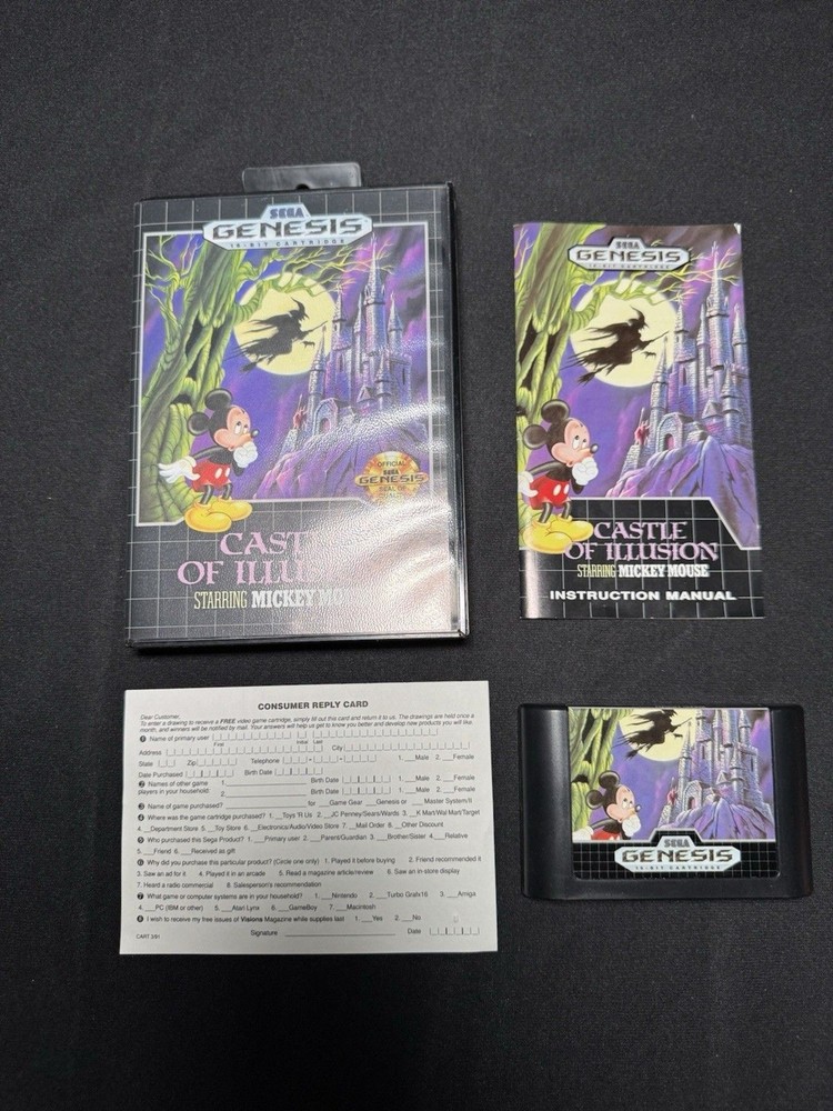 Castle of Illusion Starring Mickey Mouse (Sega Genesis, 1990) Complete Reg Card