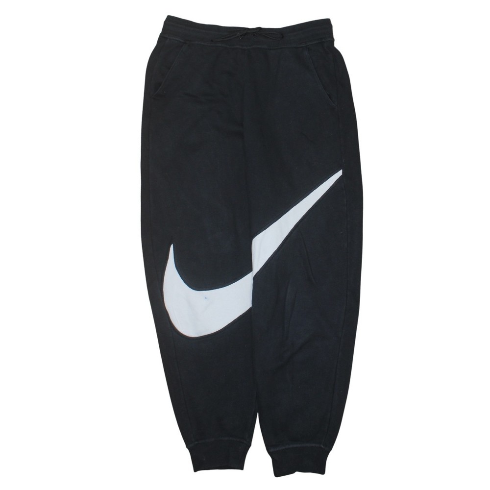 Nike Mens Joggers Black Fleece Big Swoosh Logo Elastic Waist Cuffed Relaxed M