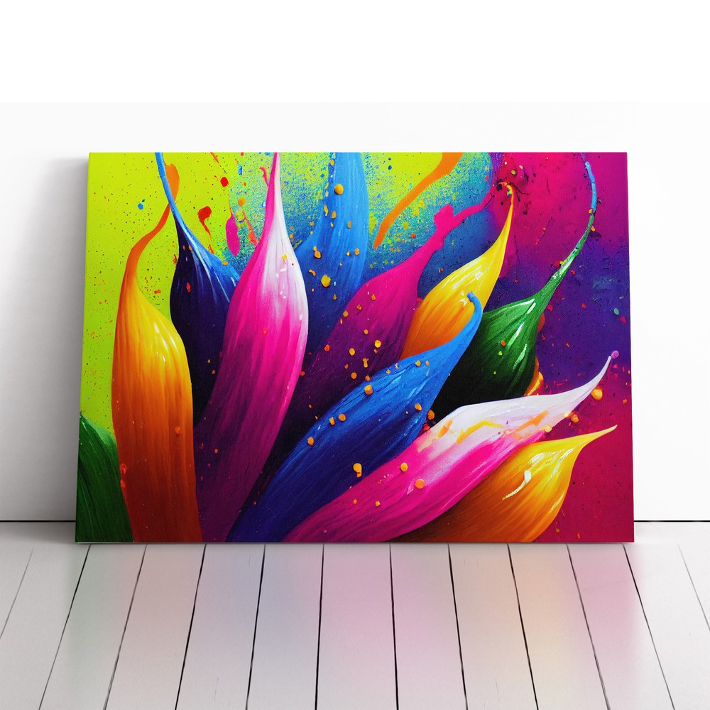 Dashing Flower Splash Abstract Canvas Wall Art Print Framed Picture Home Decor