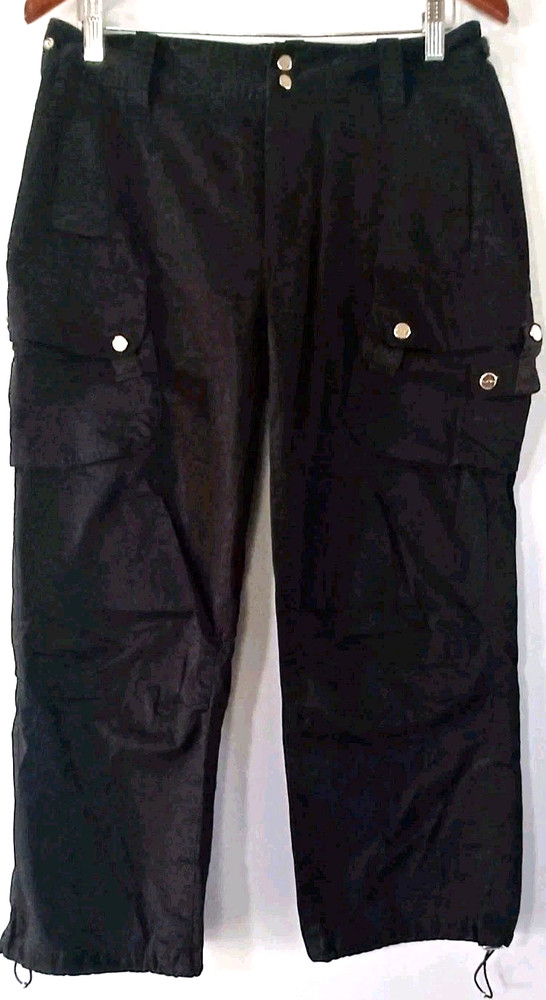 LRL Ralph Lauren Active Womens Pants Cargo Size 14 Multi Pocket Steel Snap Crop