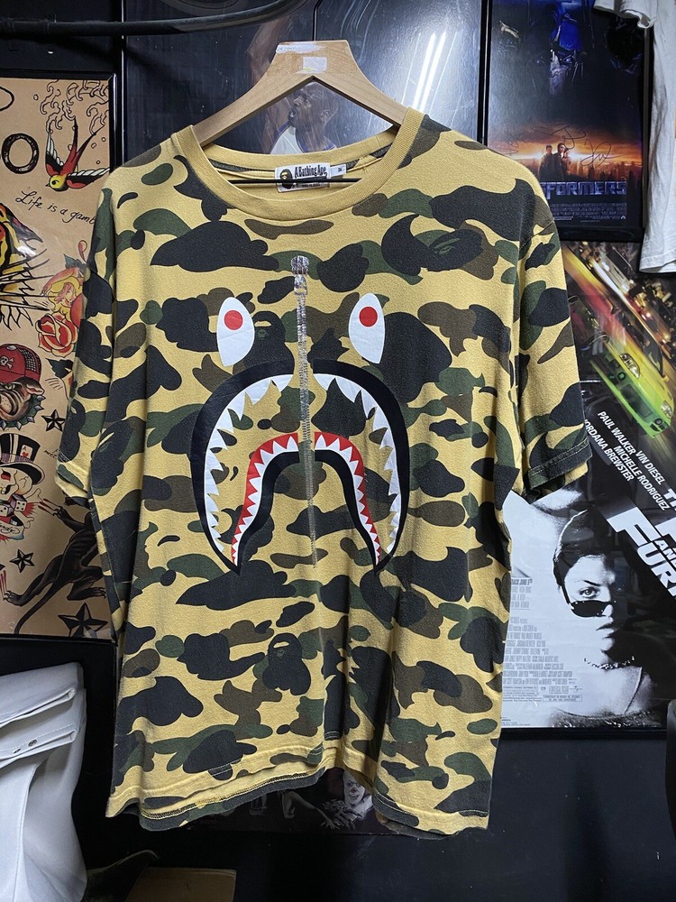 Bape Yellow Camo Tee Shirt Medium Size
