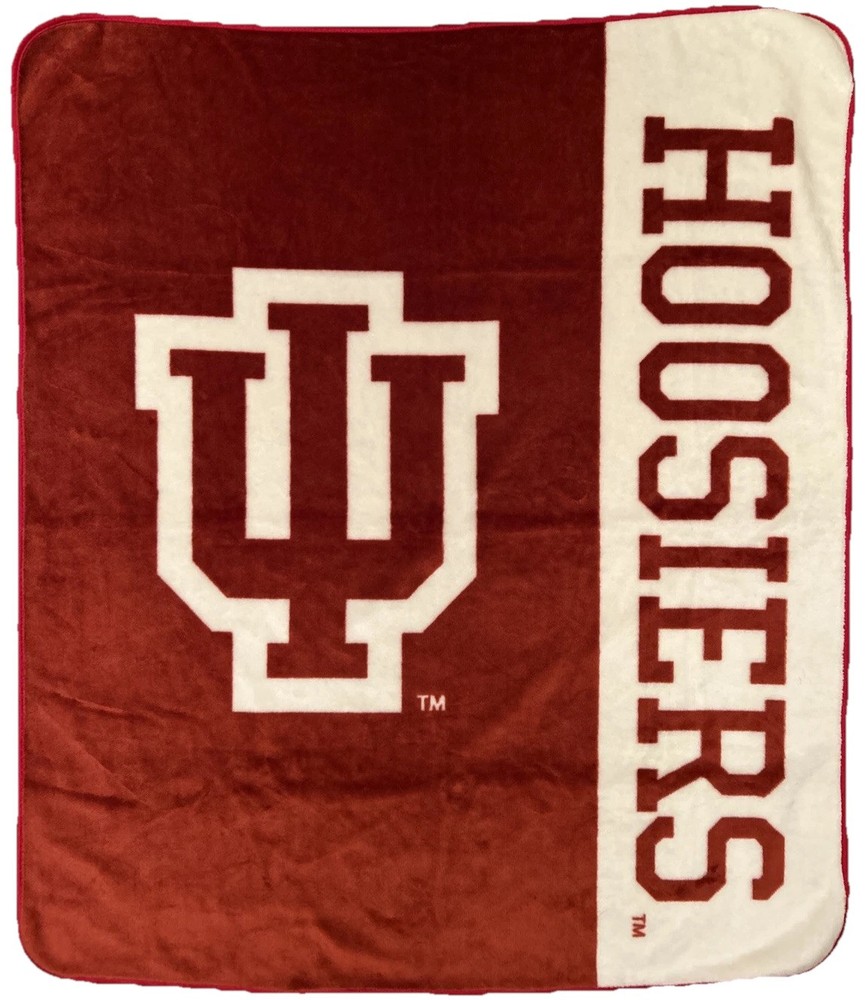 IU Indiana Hoosiers Red White Fleece Stadium Blanket 51x59 NCAA Team Fan Gear