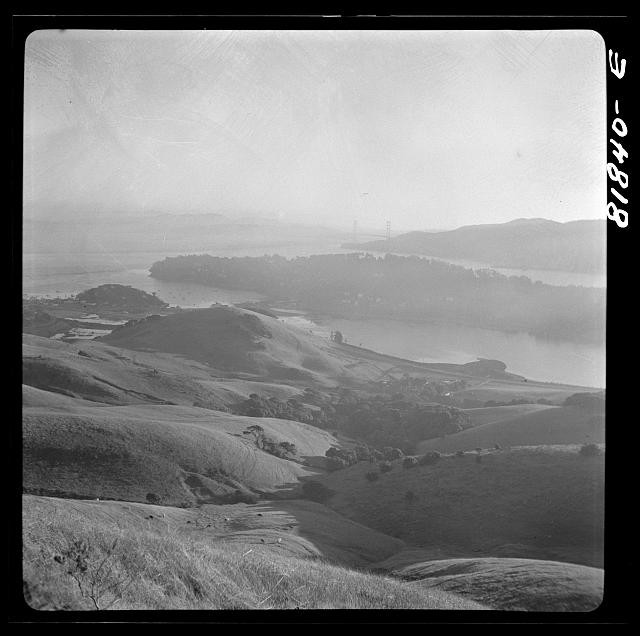 Photo:San Francisco Bay California 1930s Hills and Water View Golden Gate