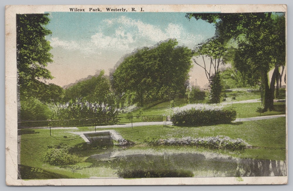 State View~Wilcox Park & Lake Westerly Rhode Island~Vintage Postcard