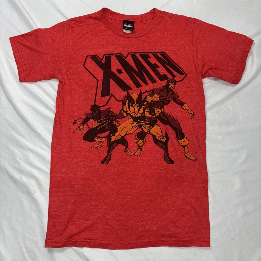 Marvel Comics XMEN 90s Retro Style Red T Shirt Wolverine Nightcrawler Cyclops S