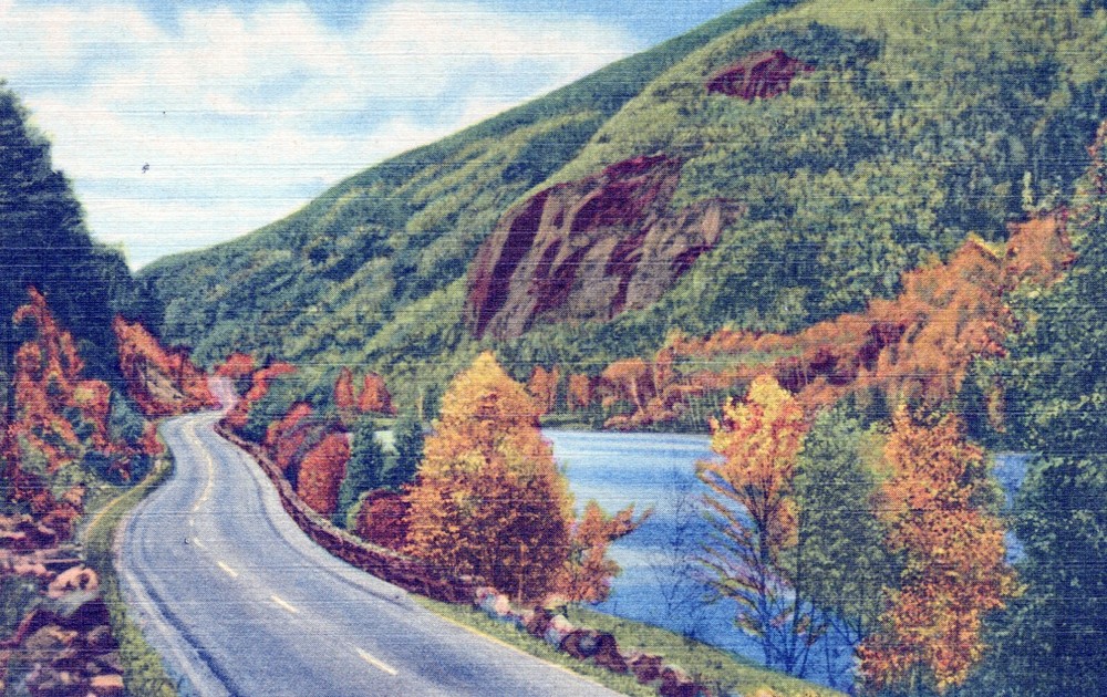 Upper Cascade Lake Adirondack Mountains New York Linen Postcard