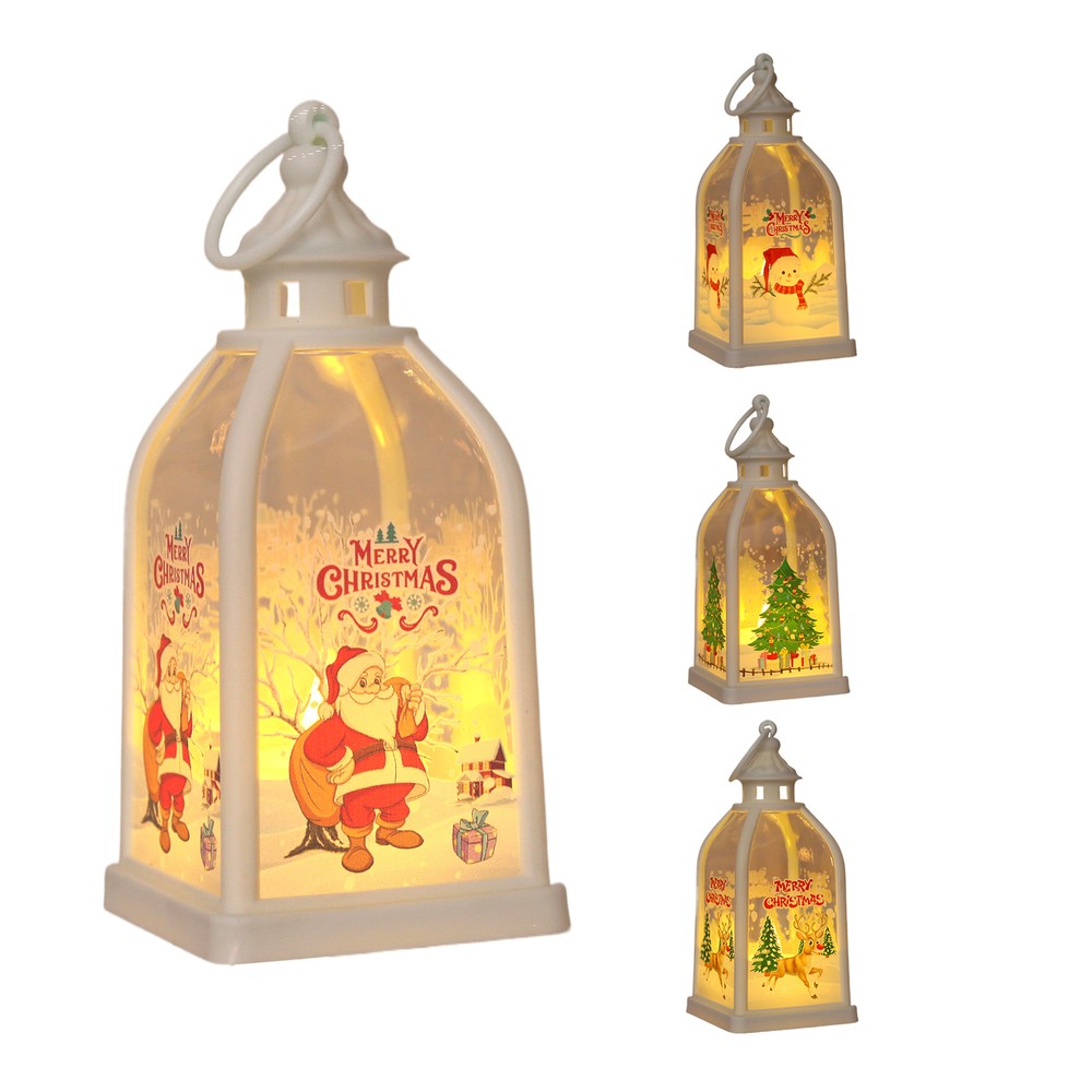 Christmas Snow Lighted Lantern Glittering Lighted Lantern Battery Operated