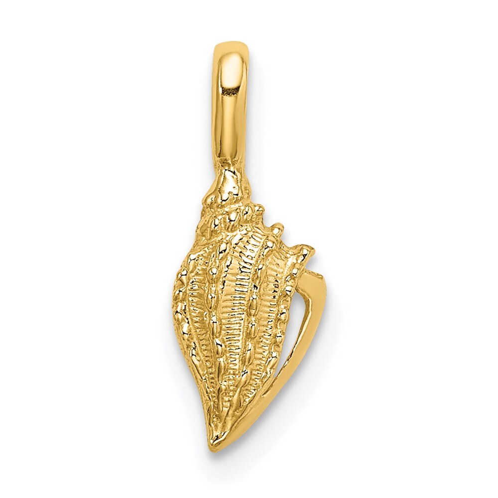 14k Yellow Gold Mini Conch Shell Charm Pendant 0.47gm L-15.5mm, W-6mm