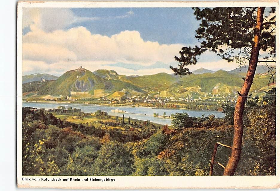Postcard View of the Siebengebirge Mountain Range & Rhine River in Germany