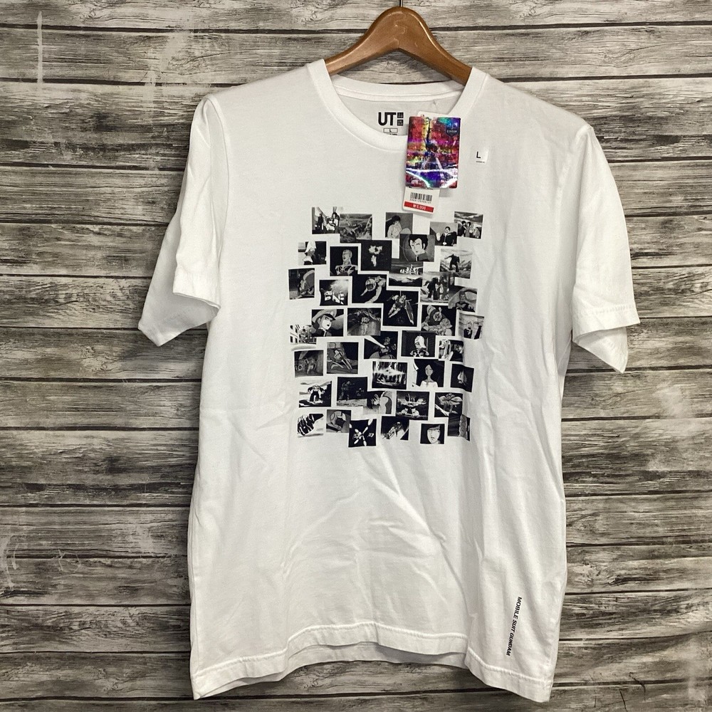 Uniqlo UT Shirt Mens Large White Mobile Suit Gundam Anime Graphic Tee 40th Anniv