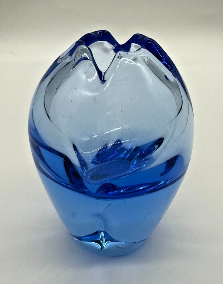 Decor Cobalt Blue and Clear Glass Vase
