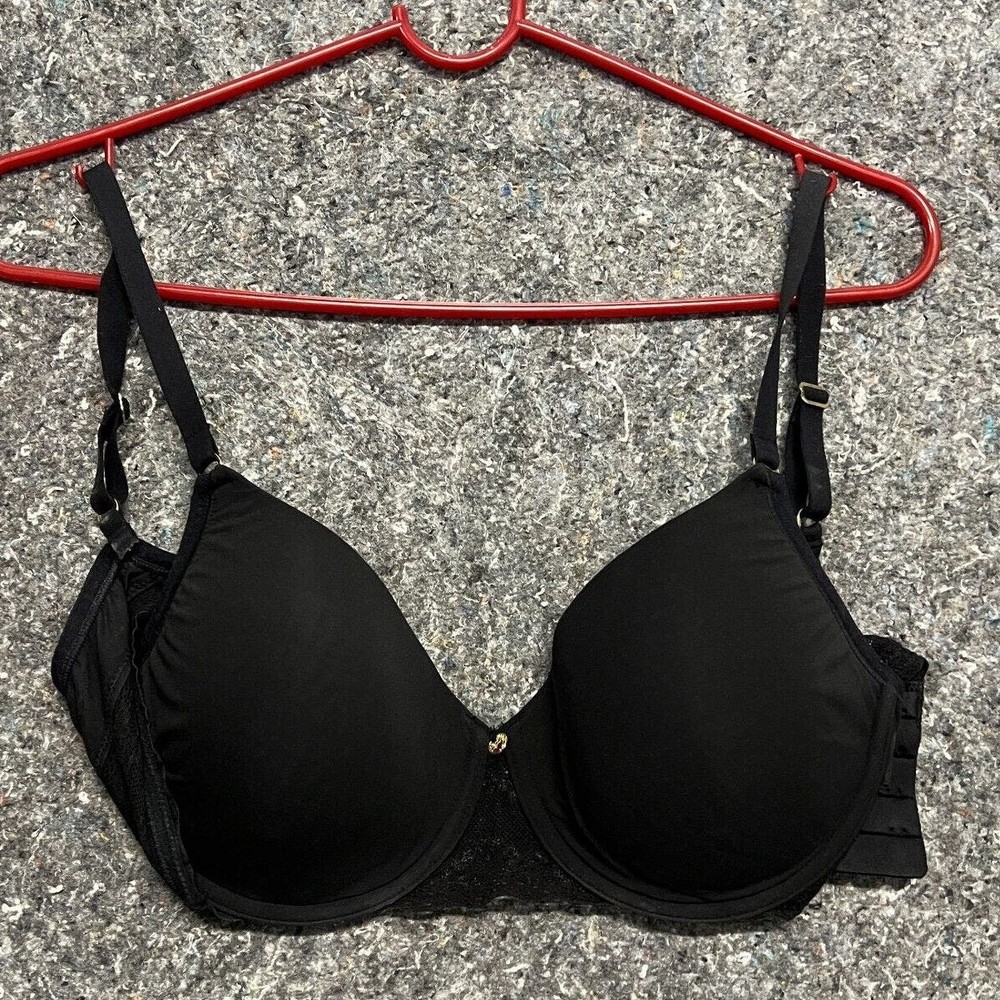 Natori Bra Women 32DD Black Wired Padded Soft Norm Core Dark
