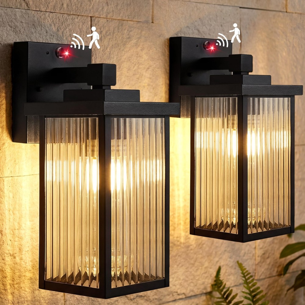 2 Pack Outdoor Motion Sensor Lights, Dusk to Dawn Outdoor Wall Light Fixtures...