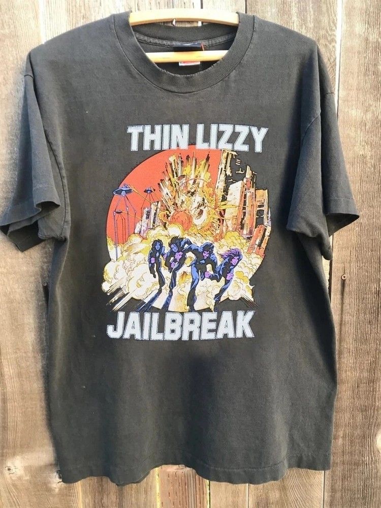 Thin Lizzy Band Jailbreak Explosion Charcoal T shirt Unisex Men Women S-5XL