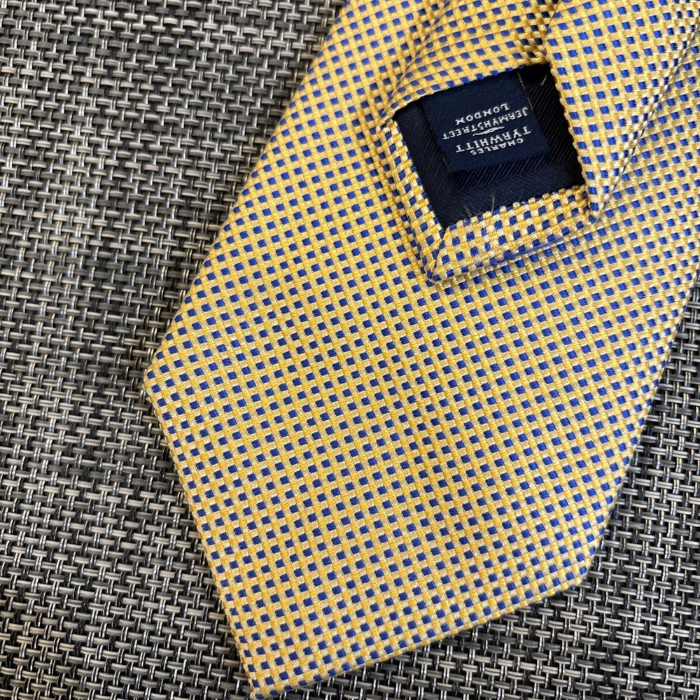 CHARLES TYRWHITT  MEN'S TIE  YELLOW/GEOMETRIC Width:3.5/8