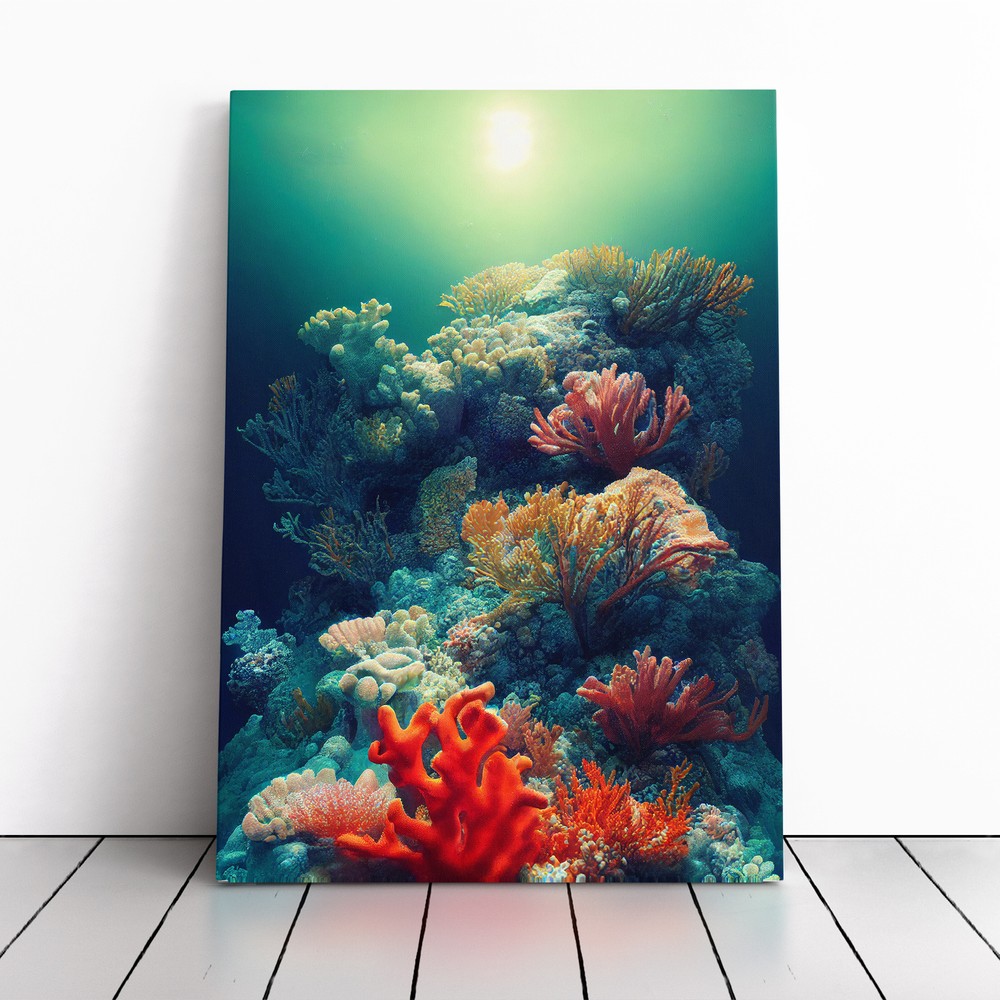 Sensacional Arrecife de Coral Lona Arte de Pared Impresión Enmarcada Imagen Hogar Oficina Decoración