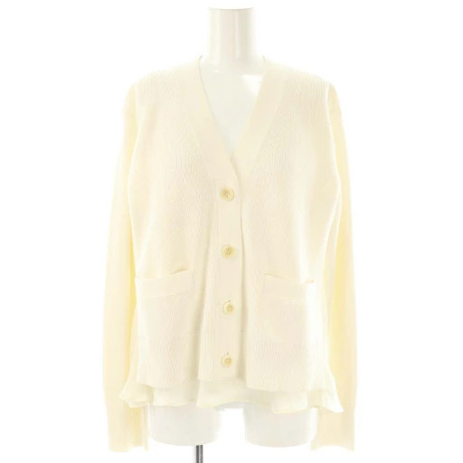 Sacai 23SS Knit Satin Cardigan Ivory Size 2 Women's Used Good Condition