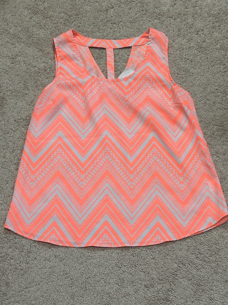 Skies Are Blue Womens Shirt Size Medium Multicolor Print Strappy Flowy Casual
