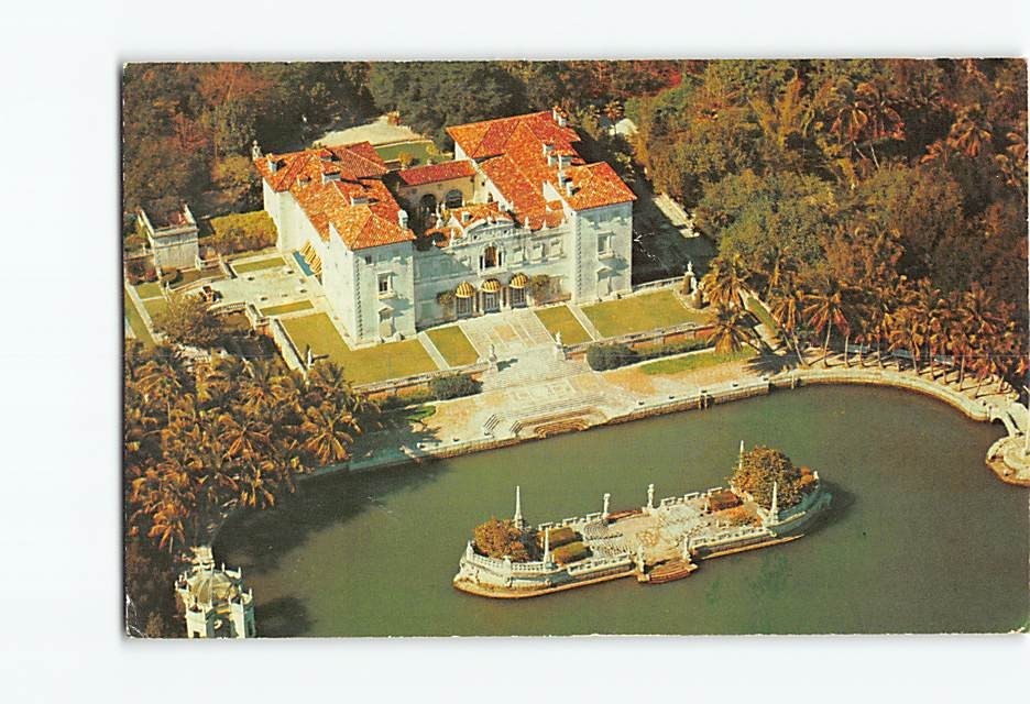 Postcard Aerial View Dade County Art Museum Vizcaya Miami Florida USA