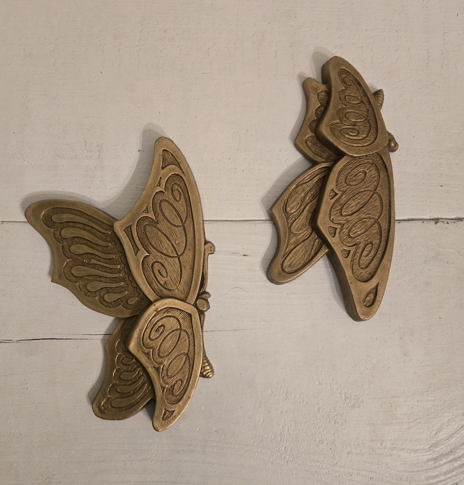 1973 Universal Statuary Butterfly Wall Hanging Decor. Set of 2