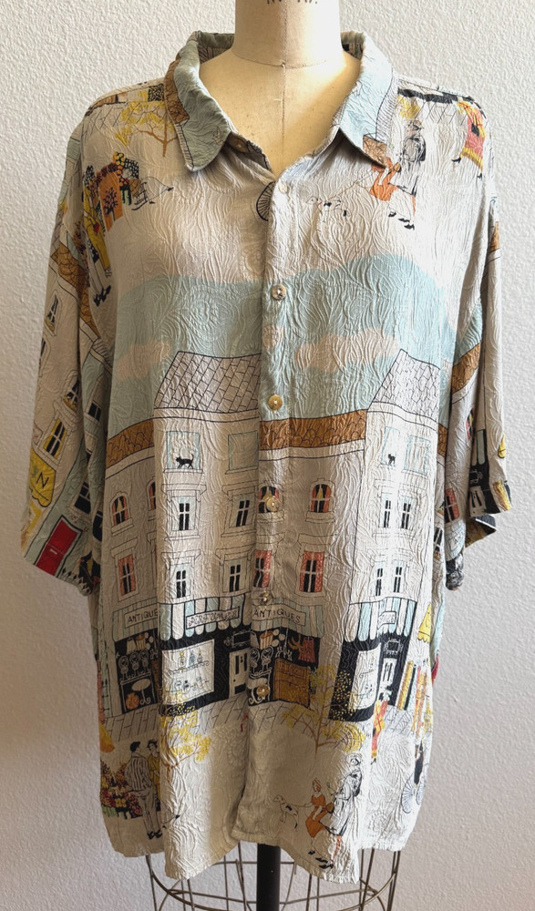 Citron Santa Monica Blouse Top Sz 3 Button Front Embossed Storefront Plus 3X GUC