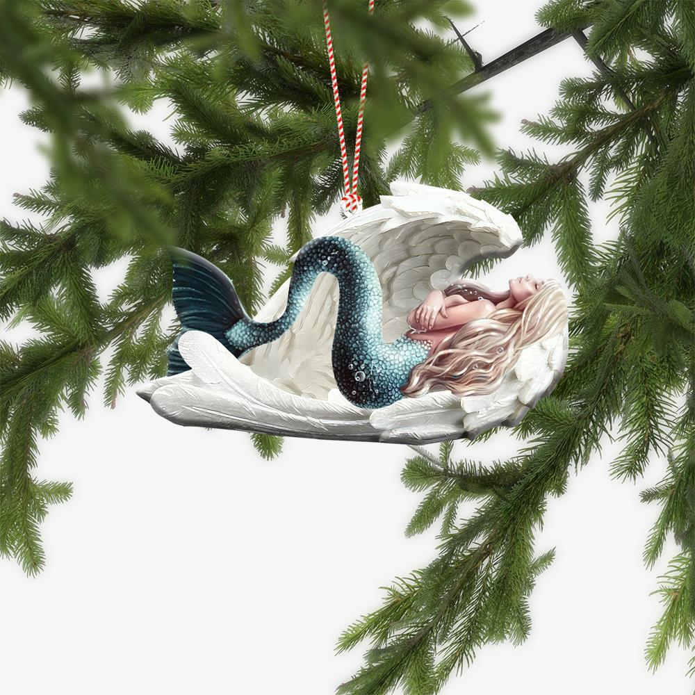 Mermaid Sleeping Angel Wings Car Ornament  Mermaid Christmas Ornament Xmas Gift