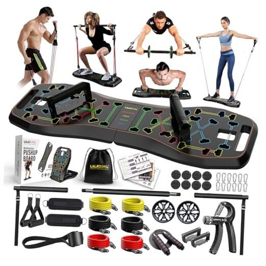 Portable Home Gym System: Large Compact Push Up Board, Pilates Bar H4-Ultimate