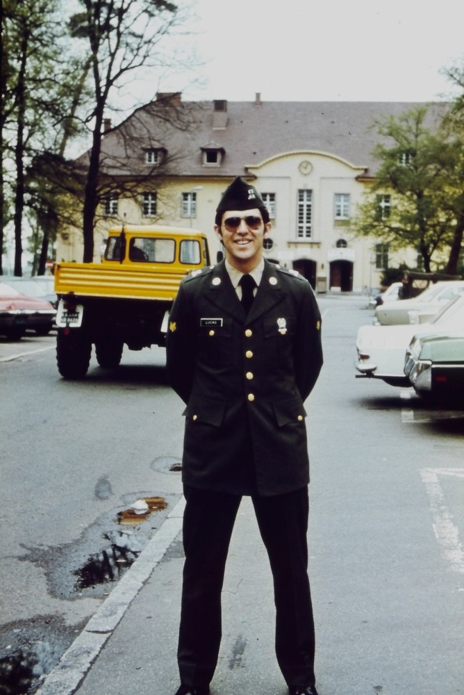 1970s Ektachrome 35mm Slide US Army Soldier Mercedes Unimog Germany Barracks