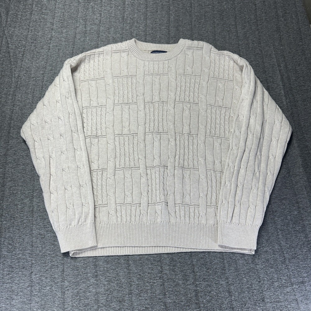 Vintage Roundtree Yorke Men's XL Ivory Chunky Cable Knit Sweater