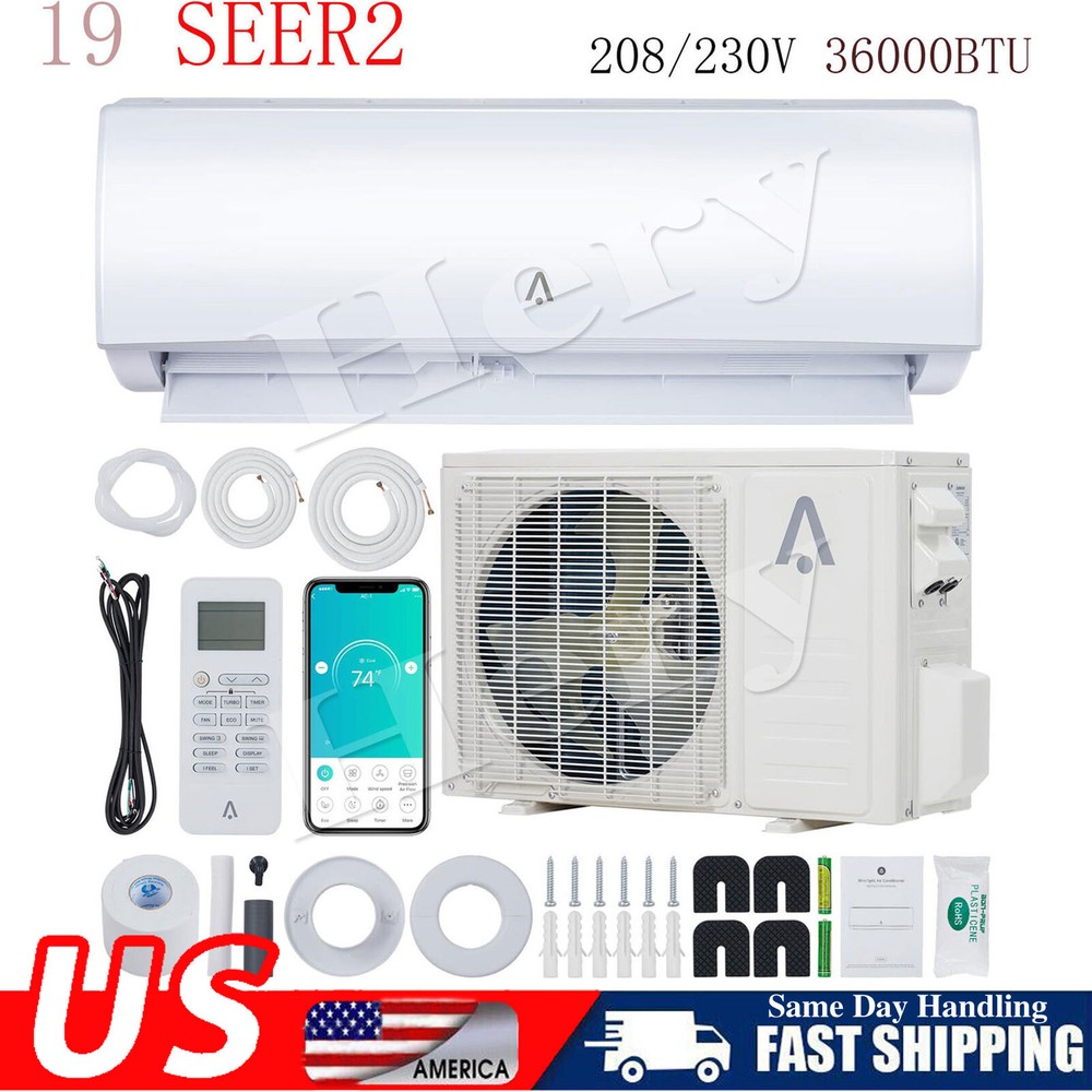 36000 BTU Mini Split Air Conditioner Heat Pump 19 SEER AC Ductless 2500 Sq. Ft