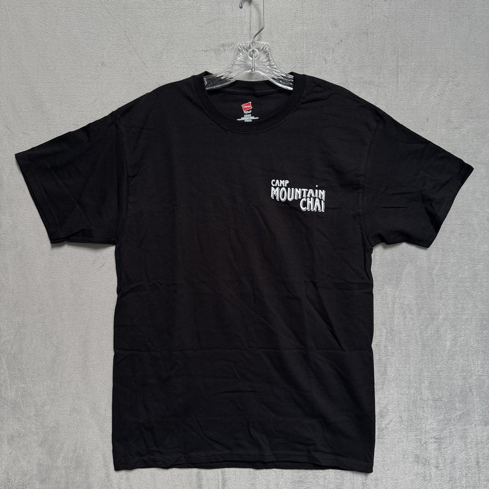 Hanes Shirt Mens Medium Black Camp Mountain Chai Graphic Tee Tagless Camping