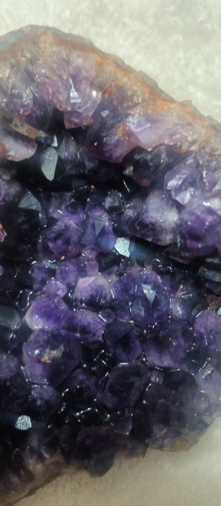 Purple Amethyst Quartz Crystal Geode Cluster Specimen in Brown Rock Matrix