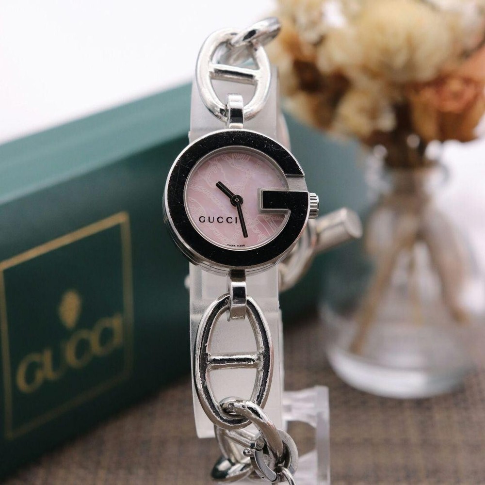 Gucci Watch Quartz 21mm Women's Pink Dial Swiss Made Round No Box Japan