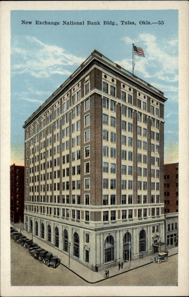 New Exchange National Bank Building Tulsa Oklahoma vintage postcard w799