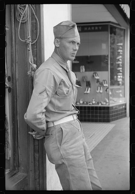 Photo:Columbus Georgia Fort Benning Soldier 1941 Street Scene