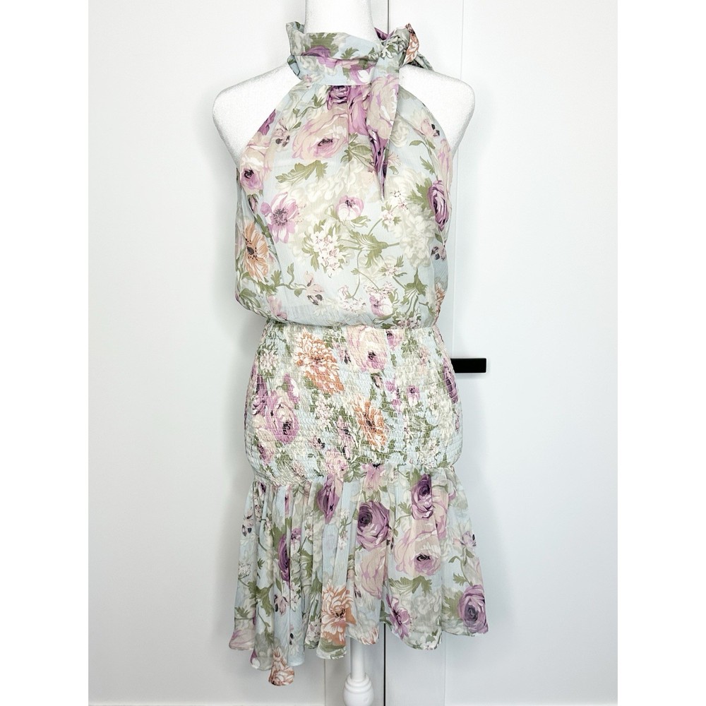 Elliatt charlett dress multi floral XS New halter smocked revolve spring smocked