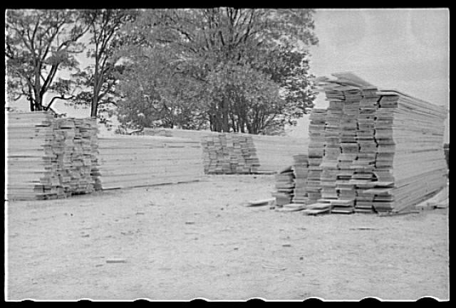 Photo:Lumber for prefabricated houses, Roanoke Farms, North Carolina