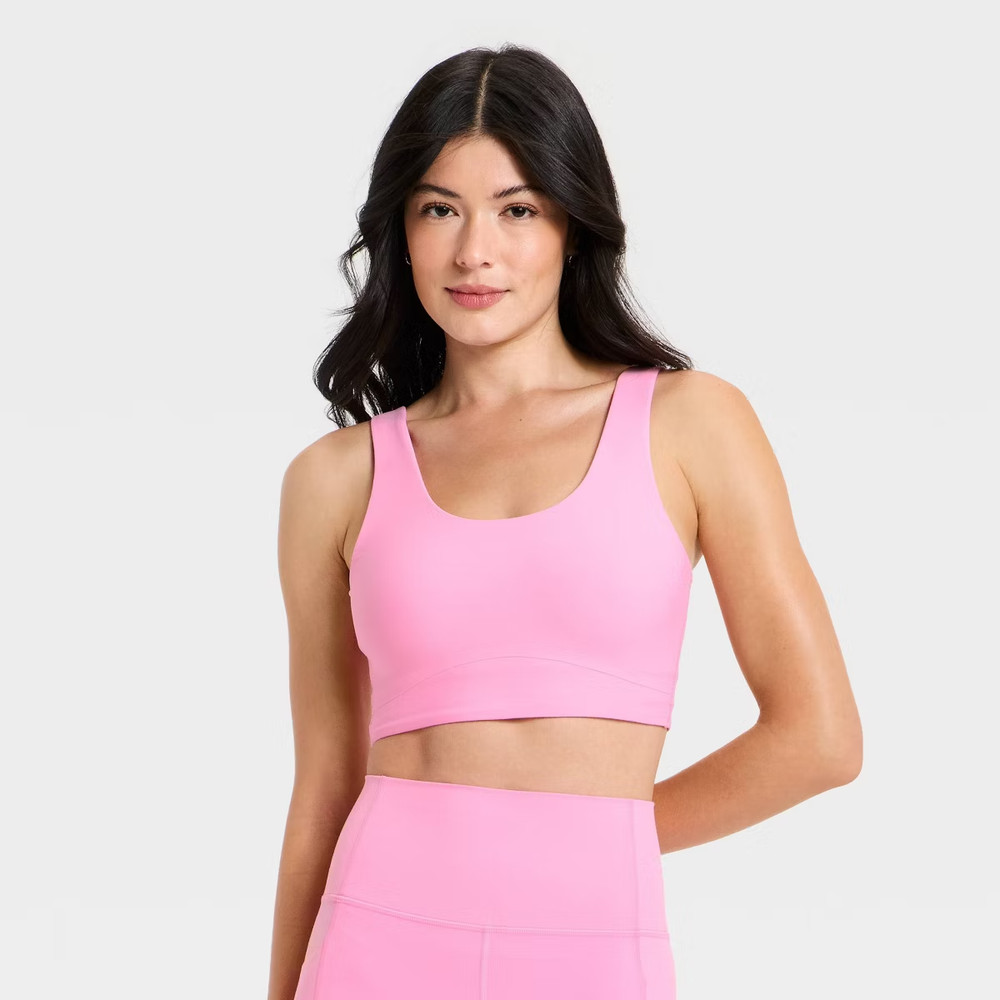 All In Motion Women’s Medium Support Longline Sports Bra Pink Size Small S NWT