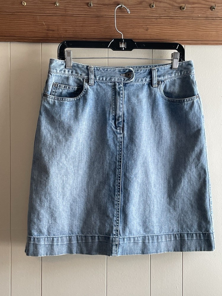 Talbots Blue Cotton Denim A-Line Knee Length Skirt Size 10