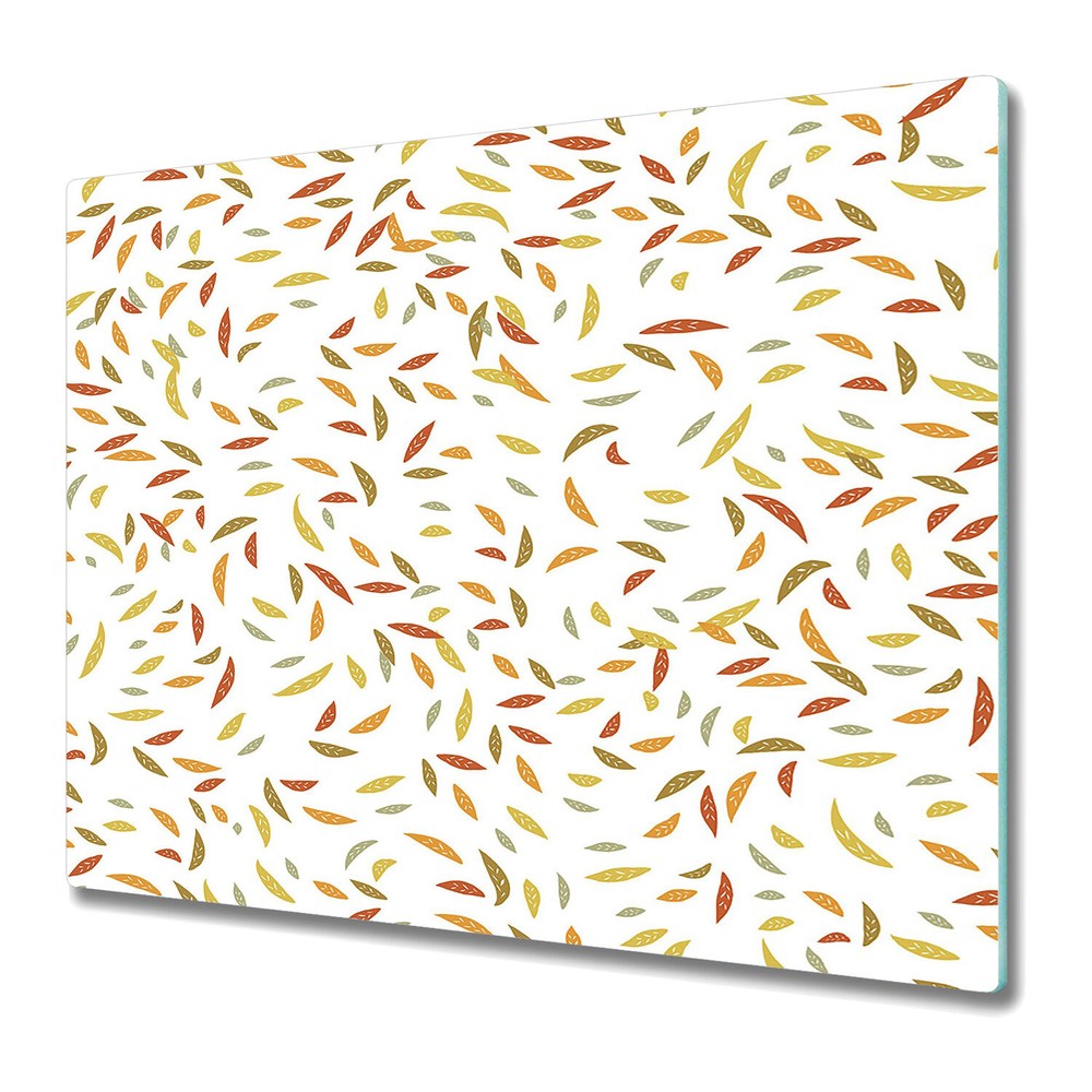 Tempered Glass Worktop Saver Vintage autumn leaves vibrant Colourful 60x52