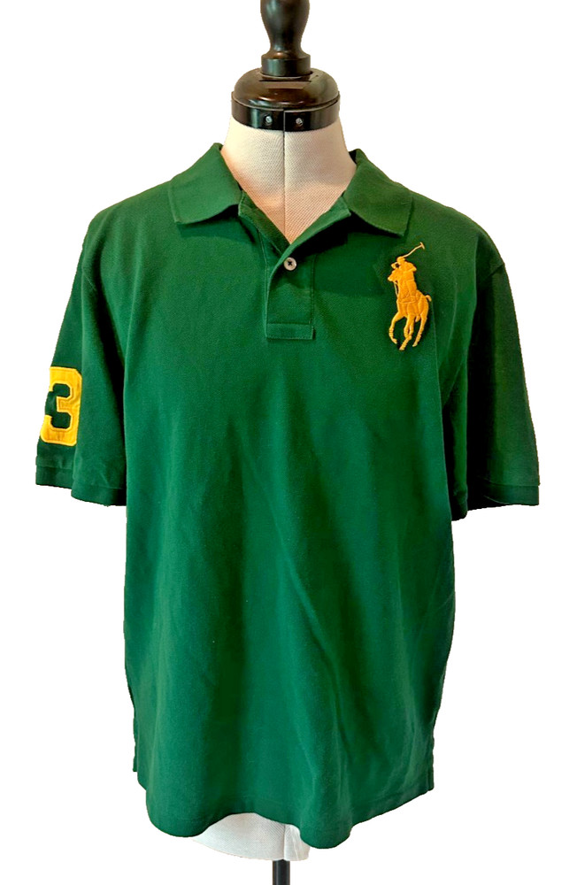 Youth Polo Ralph Lauren Big Pony Polo 3 Green Yellow Size XL (18-20)