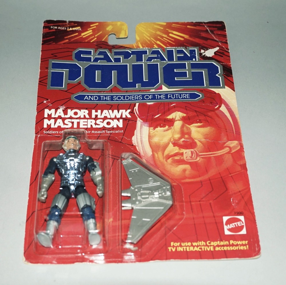 1987 MATTEL CAPTAIN POWER MAJOR HAWK MASTERSON ACTION FIGURE UNOPENED ON CARD
