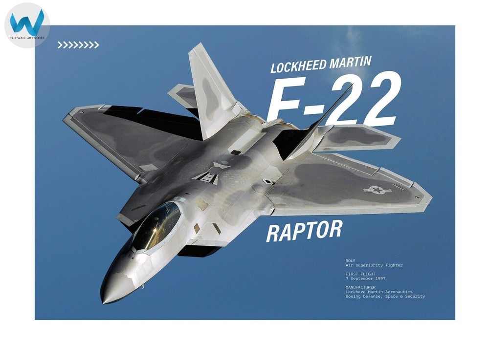 Lockheed Martin F-22 Raptor Poster Military Jet Wall Art 12X16/16X20/18X24/24X36