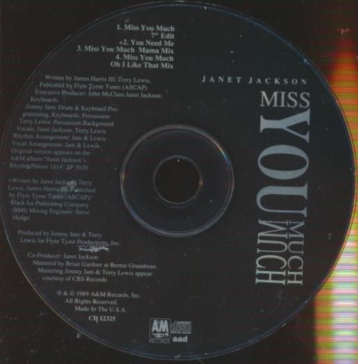 Janet Jackson: Miss You Much 4-Track Maxi-Single MUSIC AUDIO CD new jack swing
